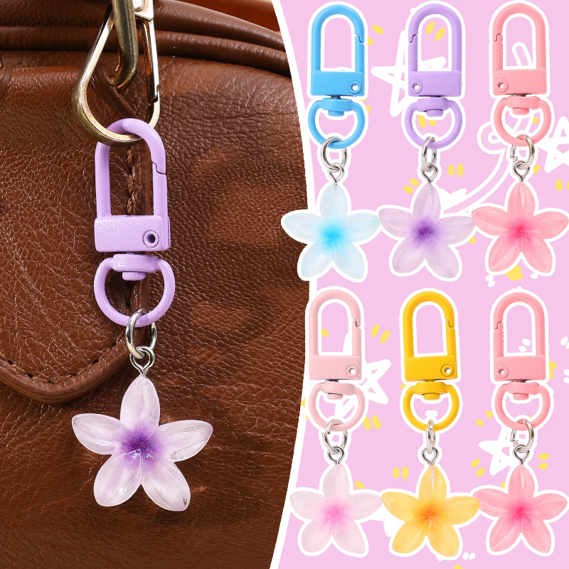 3 Pcs Sweet Colorful Jelly Flower Keychain